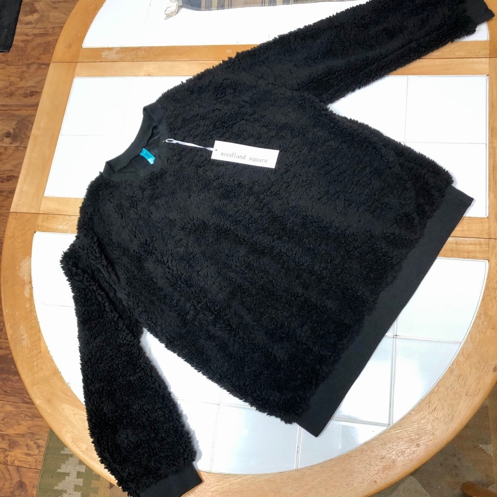 Woodland Square Fluffy Pullover Sweater